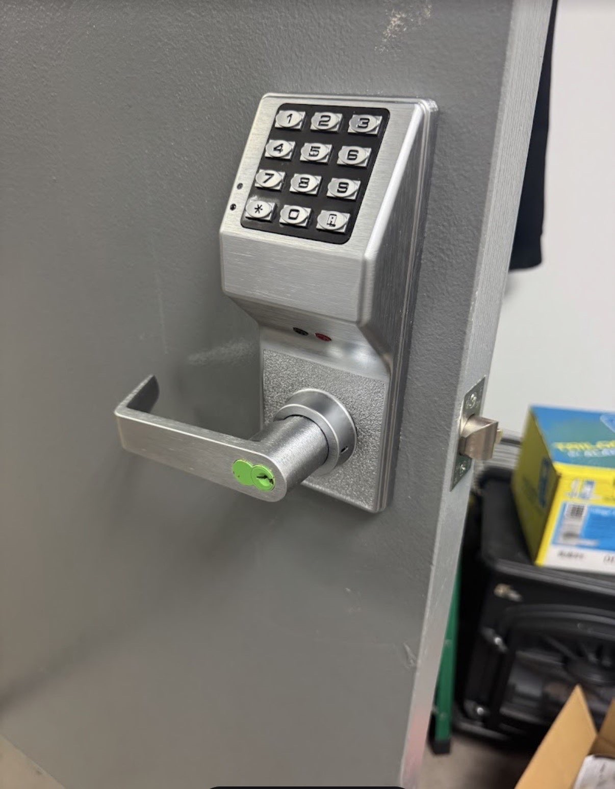 Commercial keypad lock installation