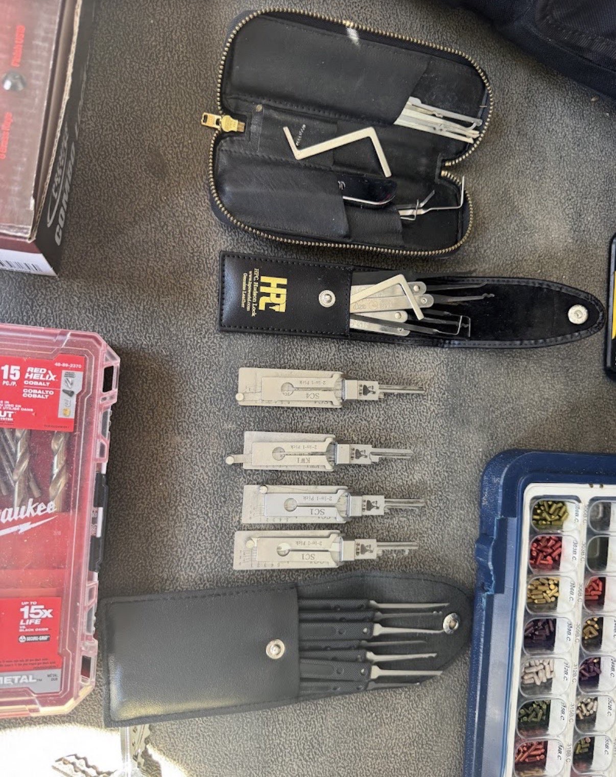Professional locksmith picks and tools
